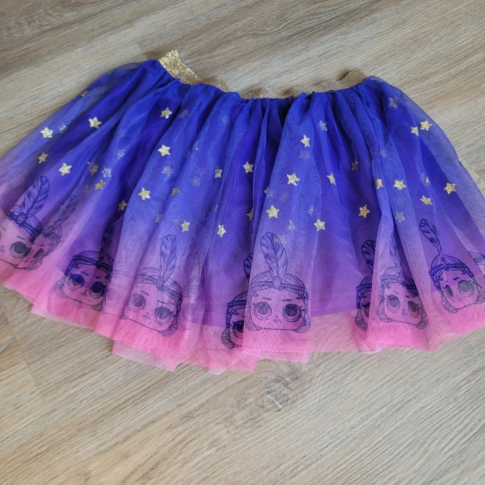L.O.L. Surprise! Girls Tutu Skirt Size 7/8 Purple Pink Ombre Glitter Star Party